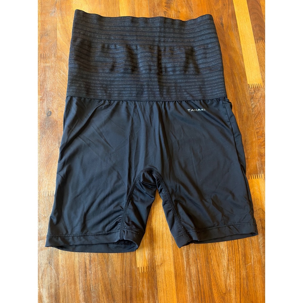 Tahari Womens High Waisted Shapewear Shorts Black Compression Tummy Control XL
